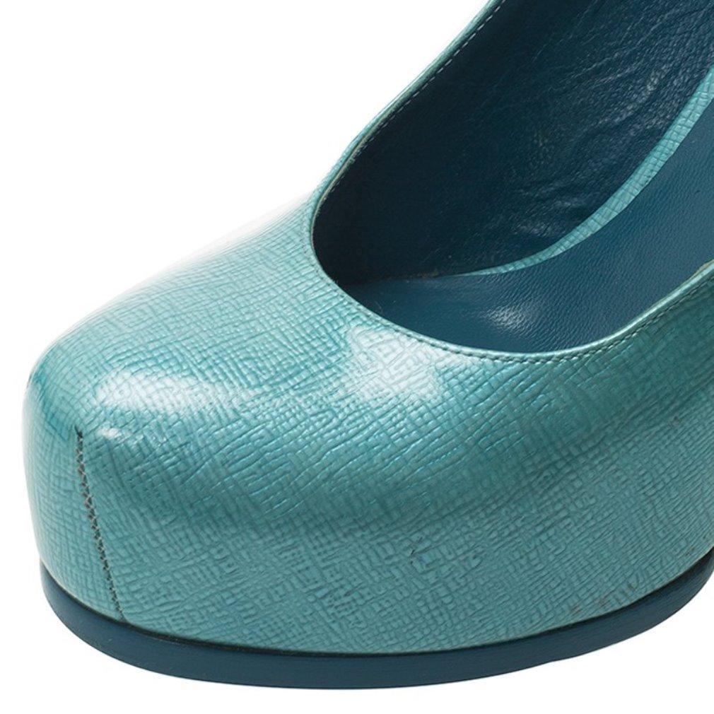 Saint Laurent Paris Light Blue Patent Tribtoo Slingback Sandals Size 38.5 4