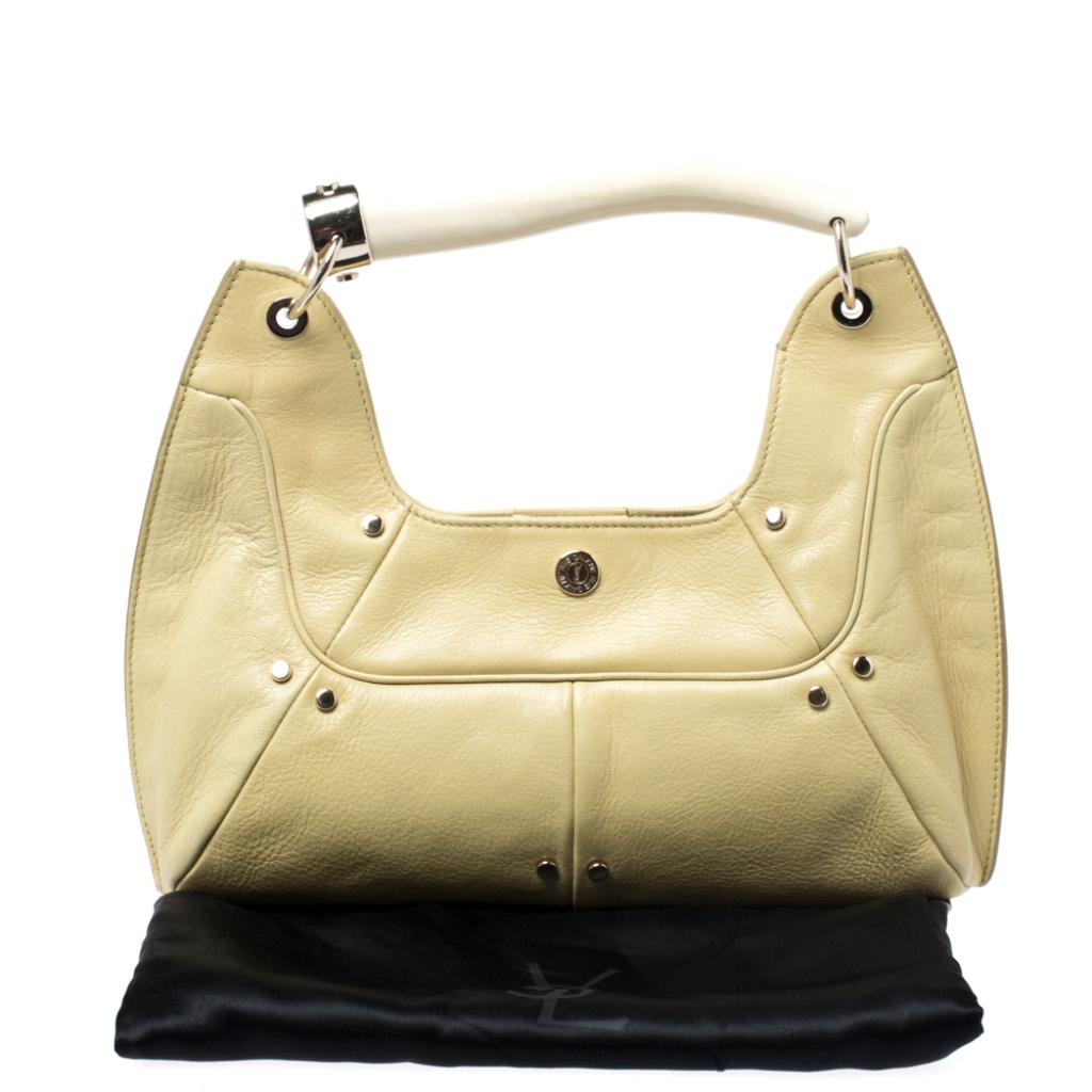 Saint Laurent Paris Light Yellow Leather Mombasa Hobo 4