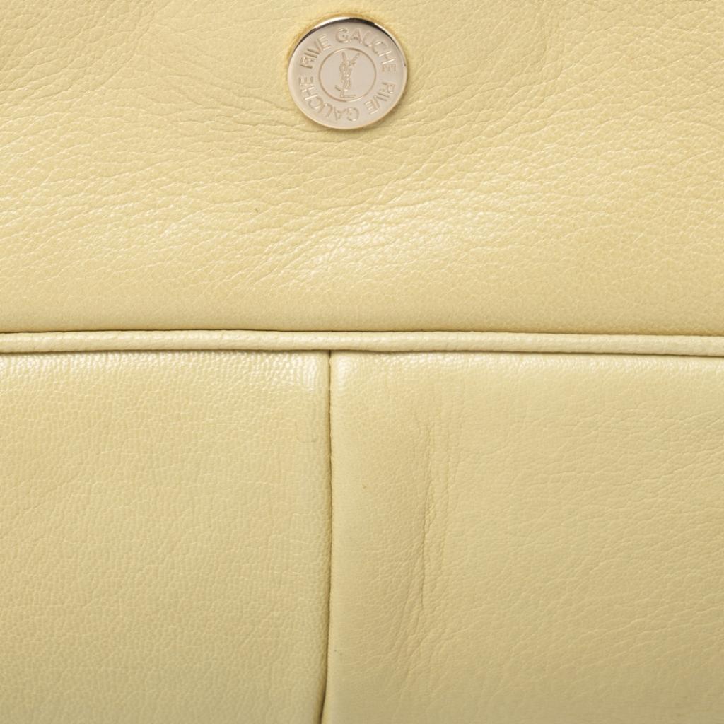 Beige Saint Laurent Paris Light Yellow Leather Mombasa Hobo