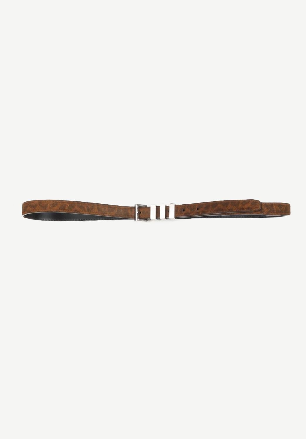 100% genuine Saint Laurent Paris 3 Peasant Belt, S630 
Color: brown
(An actual color may a bit vary due to individual computer screen interpretation)
Material: suede leather
Tag size: 100
This belt is great quality item. Rate 8.5 of 10, very good