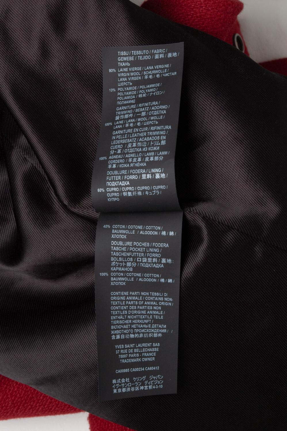  Saint Laurent Paris Men Jacket Teddy Bomber Size 44IT (Small) S609 For Sale 3