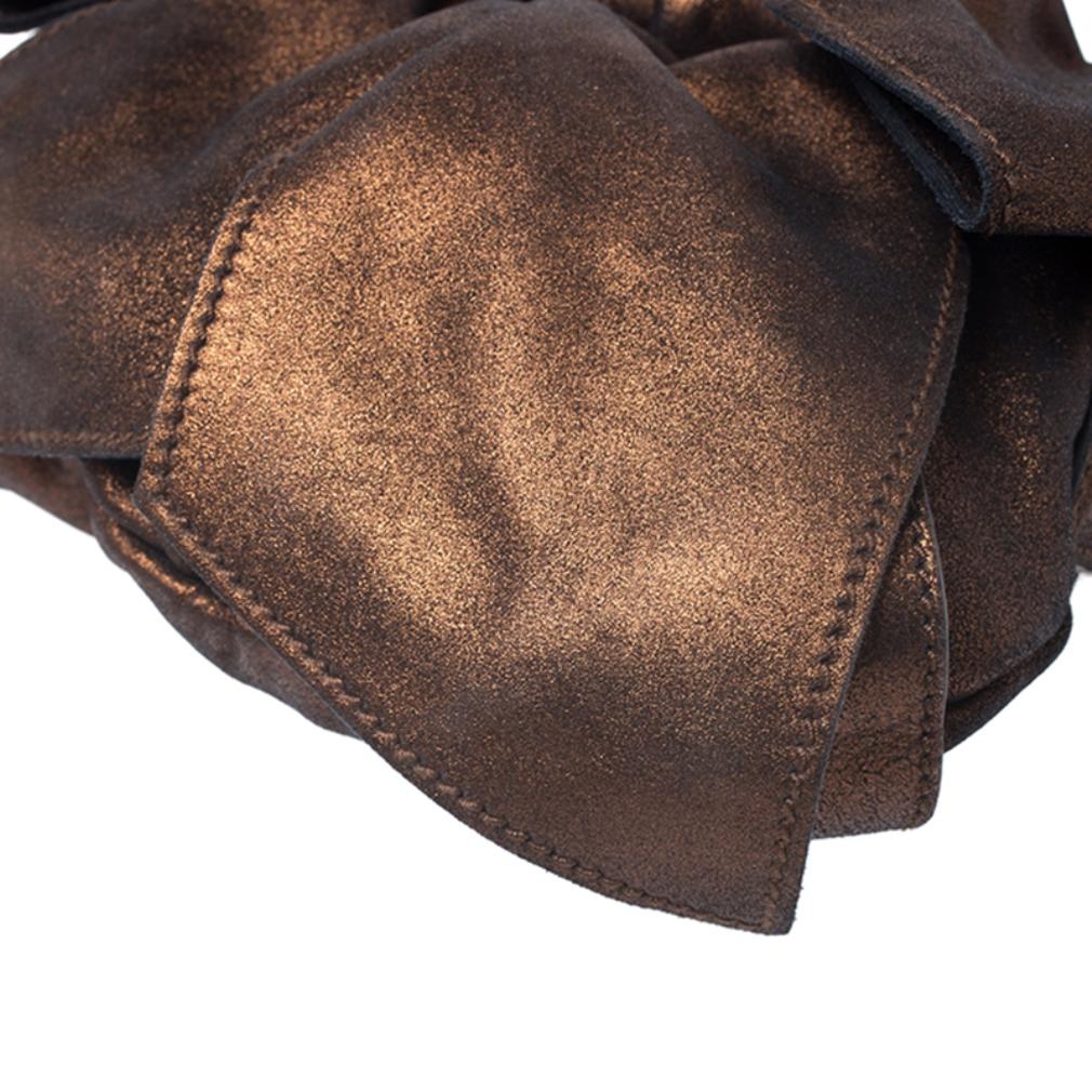 Saint Laurent Paris Metallic Bronze Leather Mini Sac Bow Shoulder Bag 5