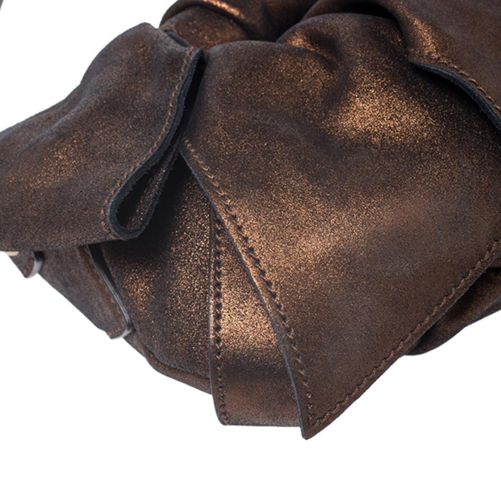 Saint Laurent Paris Metallic Bronze Leather Mini Sac Bow Shoulder Bag 4