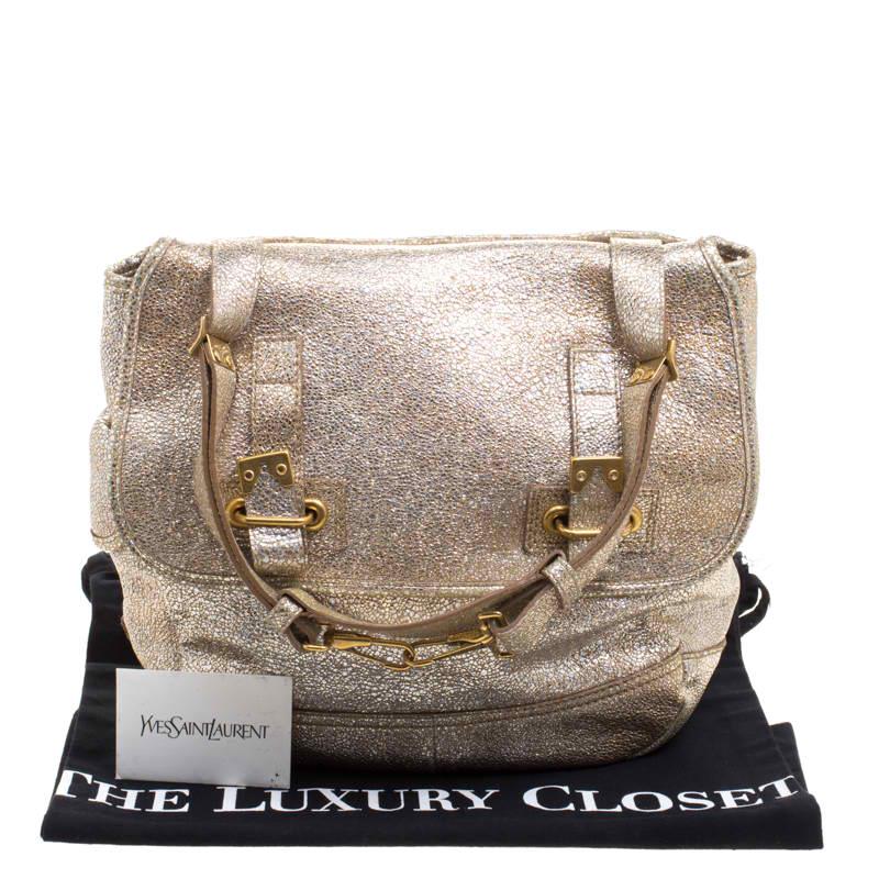 Saint Laurent Paris Metallic Gold Leather Besace Shoulder Bag 10