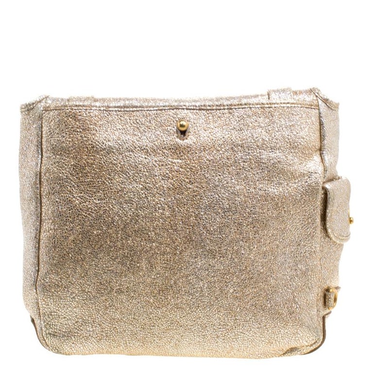 Saint Laurent Paris Metallic Gold Leather Besace Shoulder Bag For Sale ...