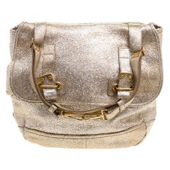 Saint Laurent Paris Metallic Gold Leather Besace Shoulder Bag