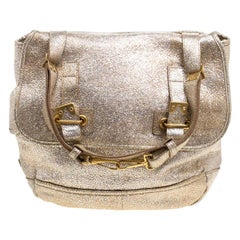 Saint Laurent Paris Metallic Gold Leather Besace Shoulder Bag