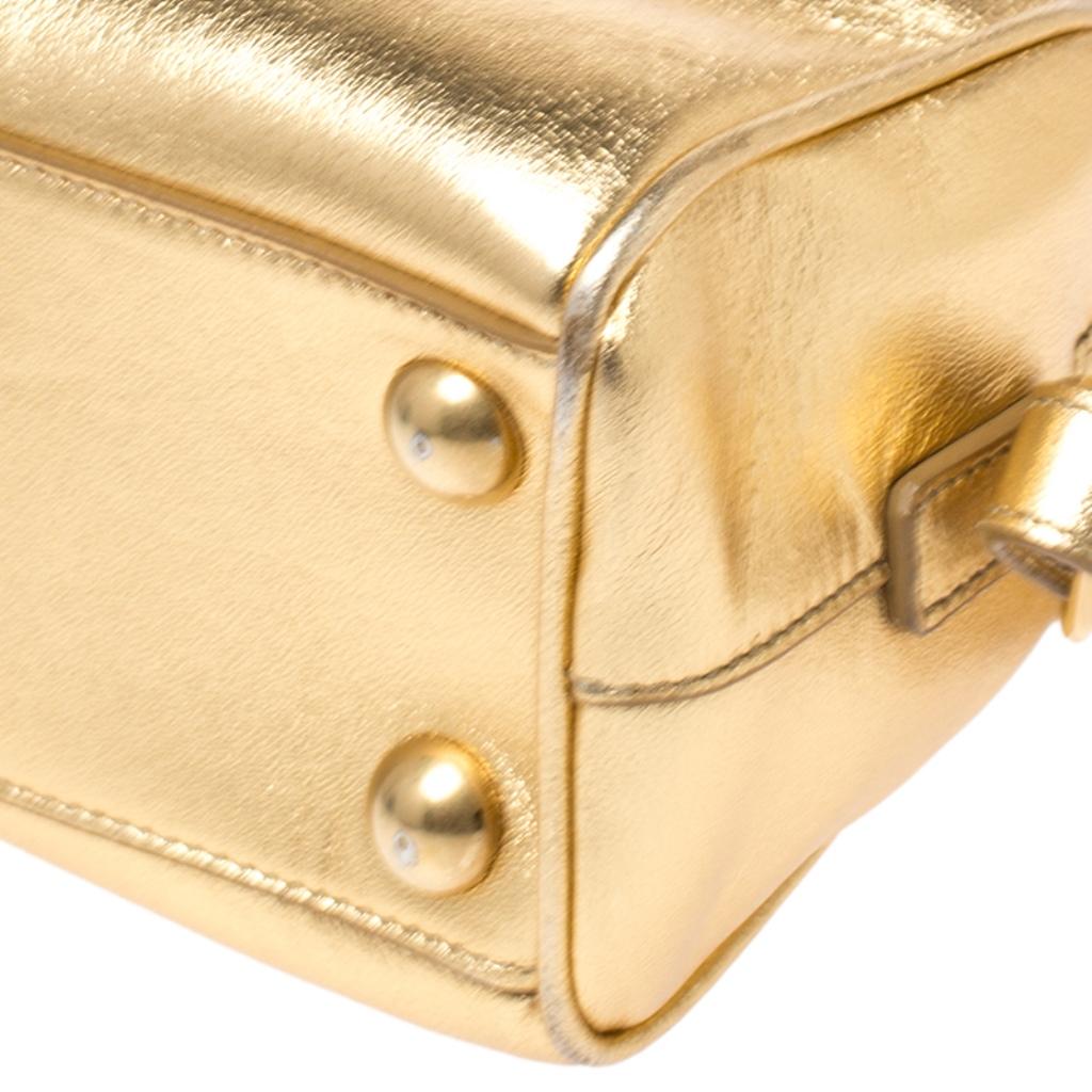 Saint Laurent Paris Metallic Gold Leather Classic Duffel Bag 2