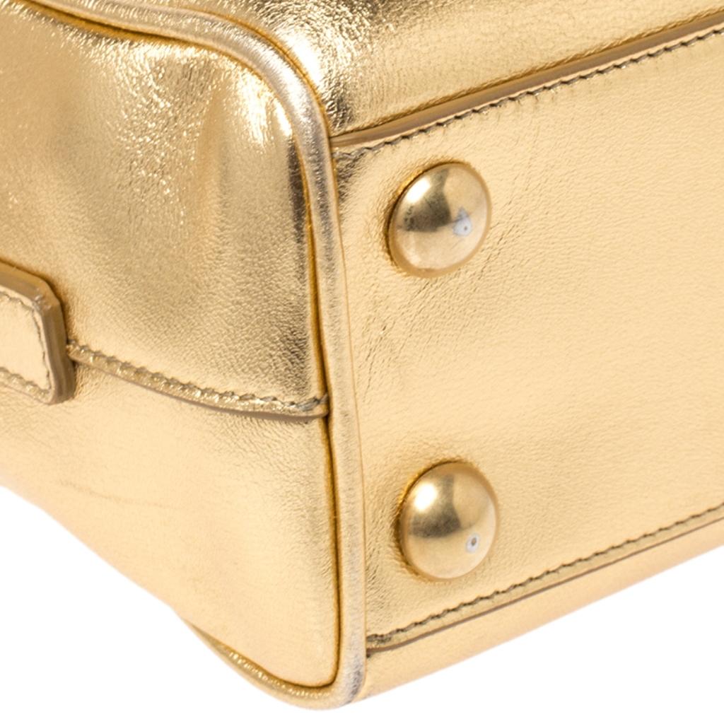 Saint Laurent Paris Metallic Gold Leather Classic Duffel Bag 3