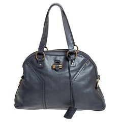 Saint Laurent Paris Metallic Grey Leather Medium Muse Satchel