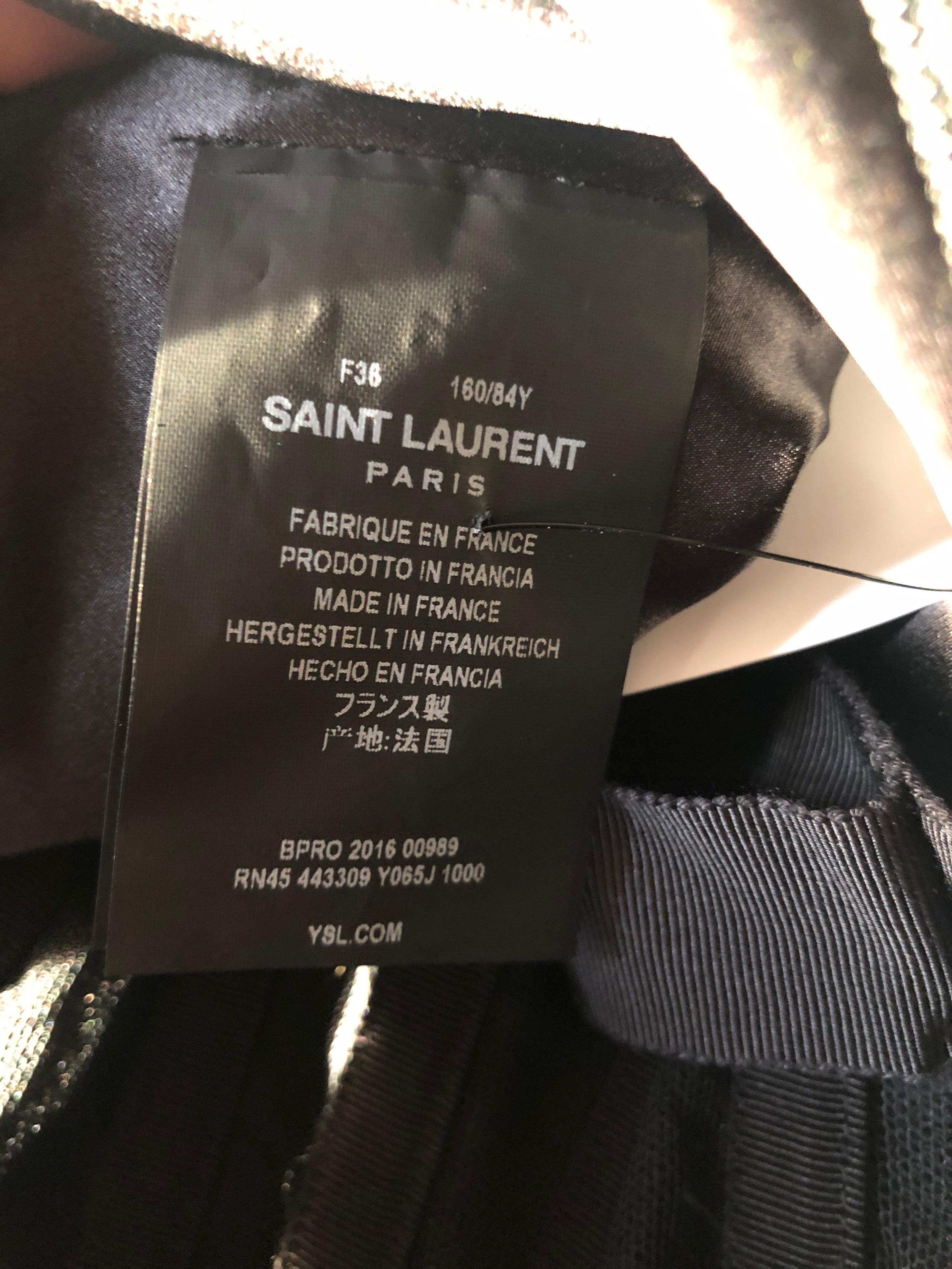 Saint Laurent Paris Metallic Shirred Black Strapless Mini Cocktail Dress For Sale 1
