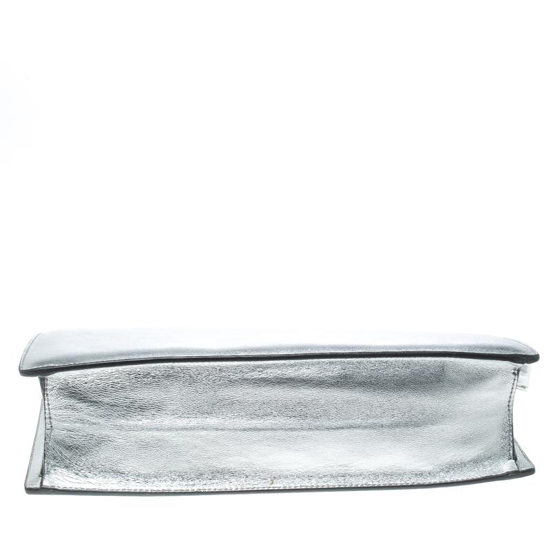 Saint Laurent Paris Metallic Silver Leather Lutetia Clutch 4