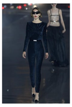 Saint Laurent Paris Midnight Crushed Velvet Jumpsuit 2021