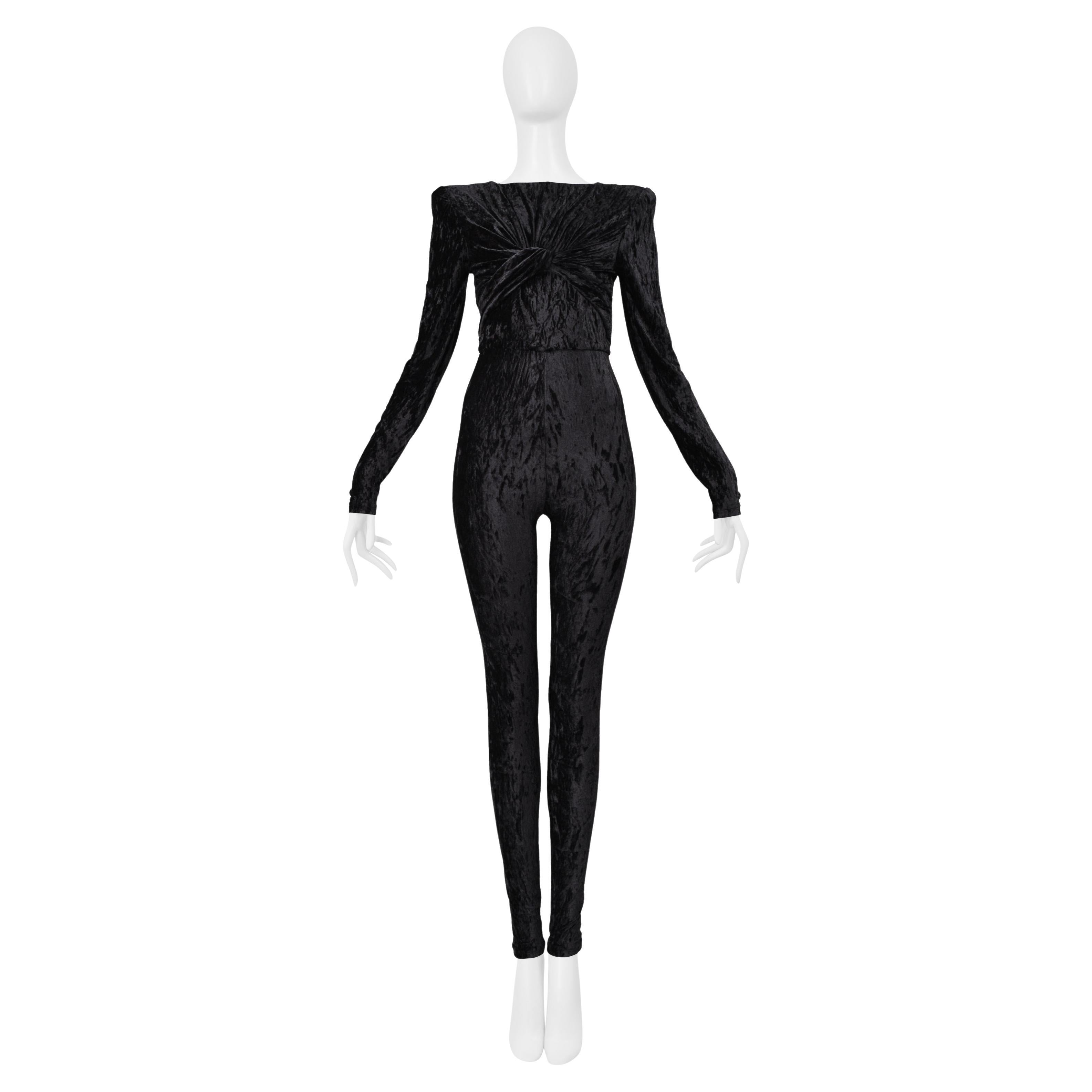 Saint Laurent Paris Midnight Crushed Velvet Jumpsuit 2021 en vente