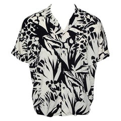 Saint Laurent Paris Monochrome Dschungel gedruckt Twill Bowling Shirt L