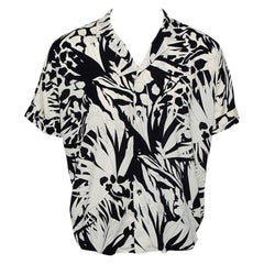 Used Saint Laurent Paris Monochrome Jungle Printed Twill Bowling Shirt L