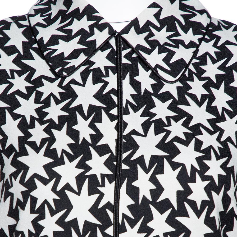 Saint Laurent Paris Monochrome Star Print Crepe Midi Dress M In Good Condition In Dubai, Al Qouz 2