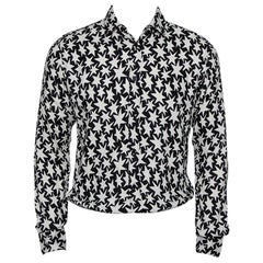 Saint Laurent Paris Monochrome Star Printed Twill Button Front Shirt M