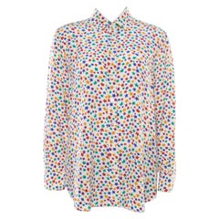 Saint Laurent Paris Multicolor Star Printed Silk Long Sleeve  Front Shirt XL