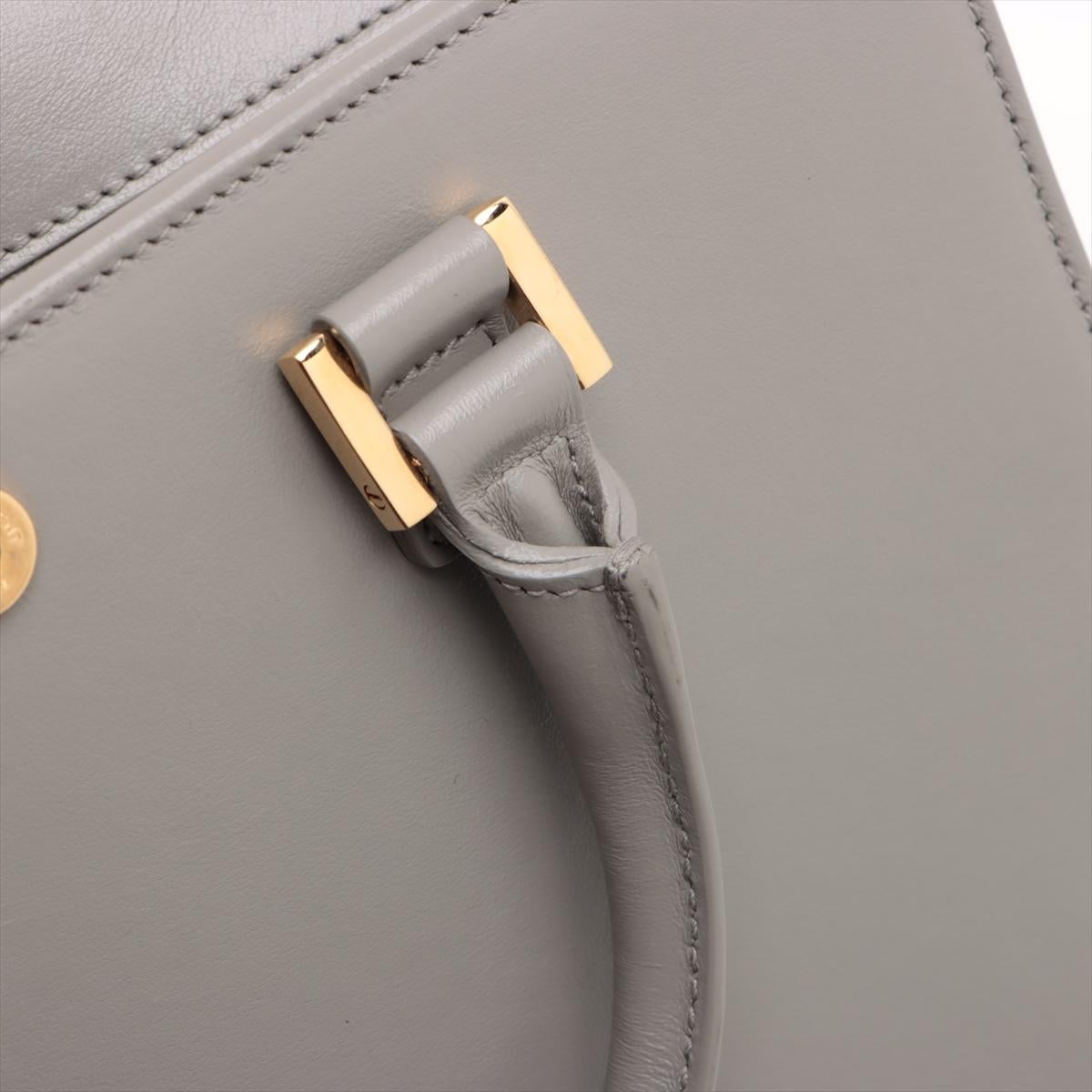 Saint Laurent Paris Navy Cabas Leather Two - Way Handbag Grey For Sale 8