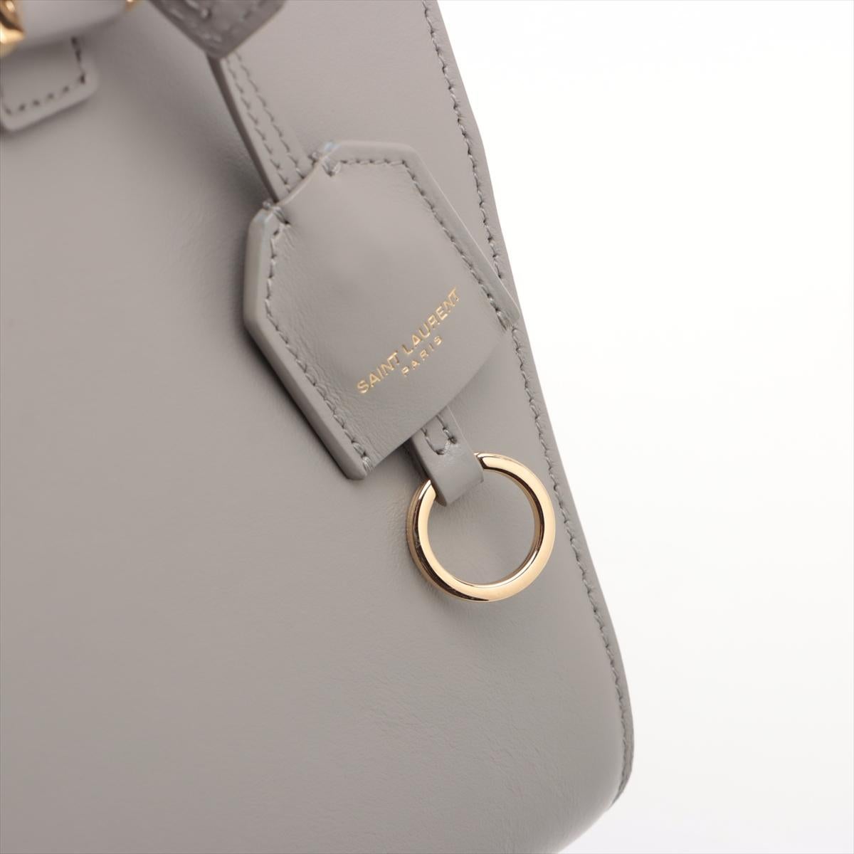 Saint Laurent Paris Navy Cabas Leather Two - Way Handbag Grey For Sale 10