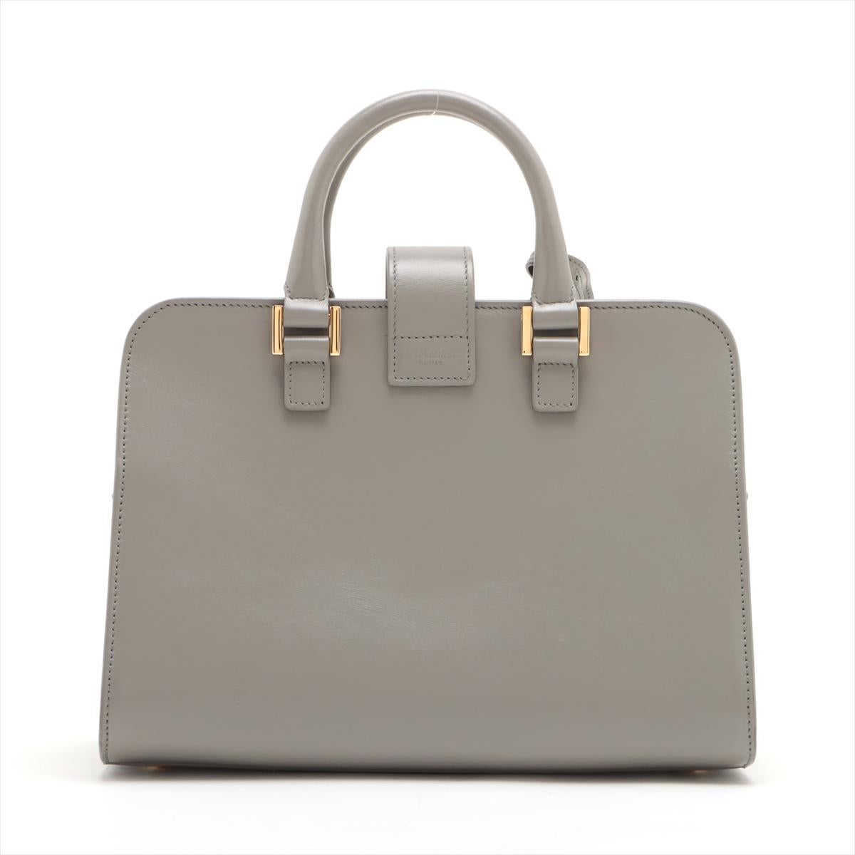 Saint Laurent Paris Navy Cabas Leather Two - Way Handbag Grey Bon état - En vente à Indianapolis, IN