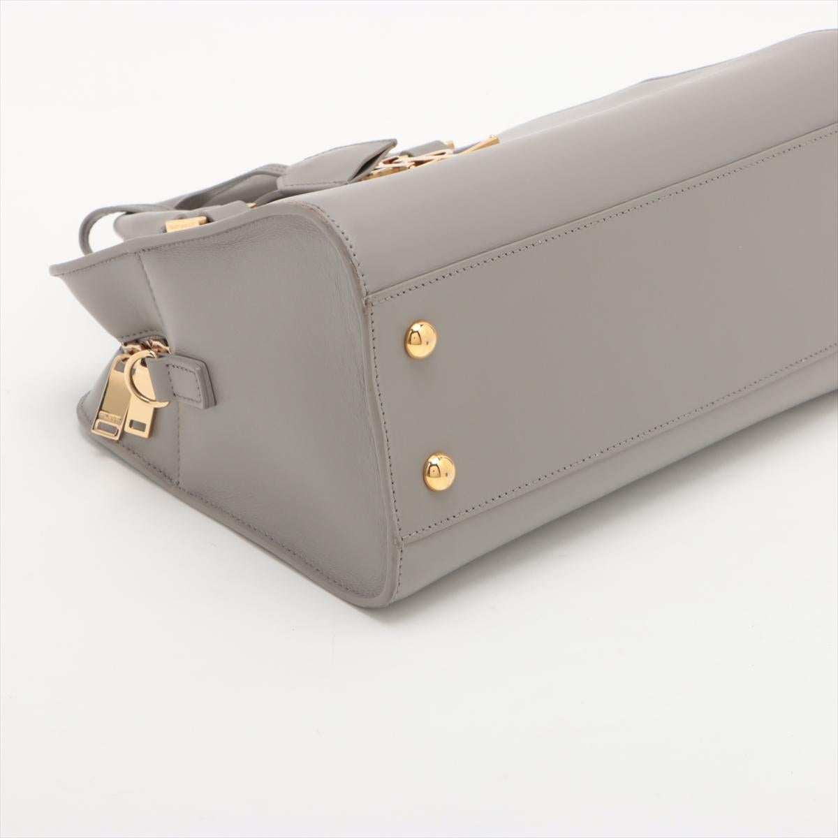 Saint Laurent Paris Navy Cabas Leather Two - Way Handbag Grey For Sale 1