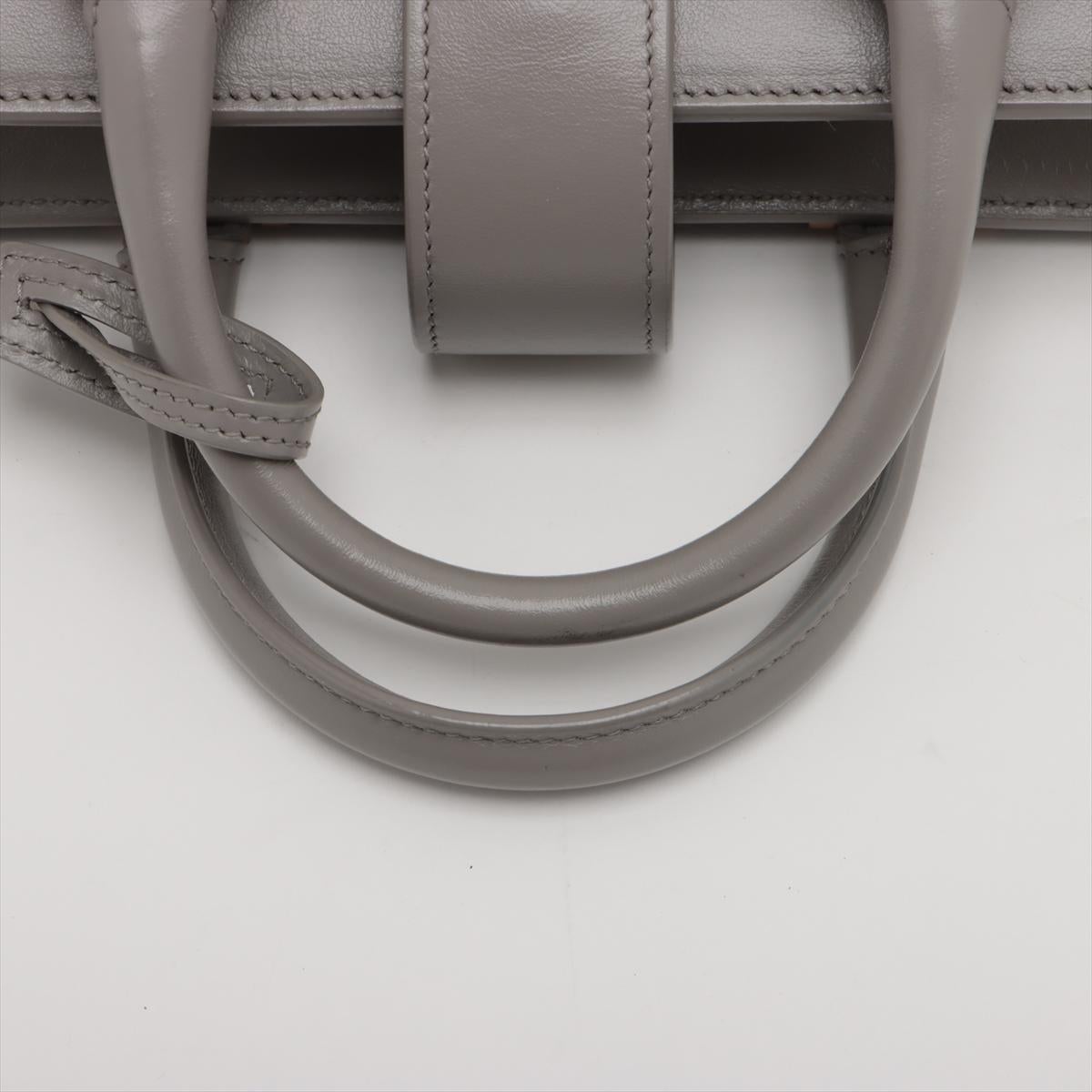 Saint Laurent Paris Navy Cabas Leather Two - Way Handbag Grey en vente 2