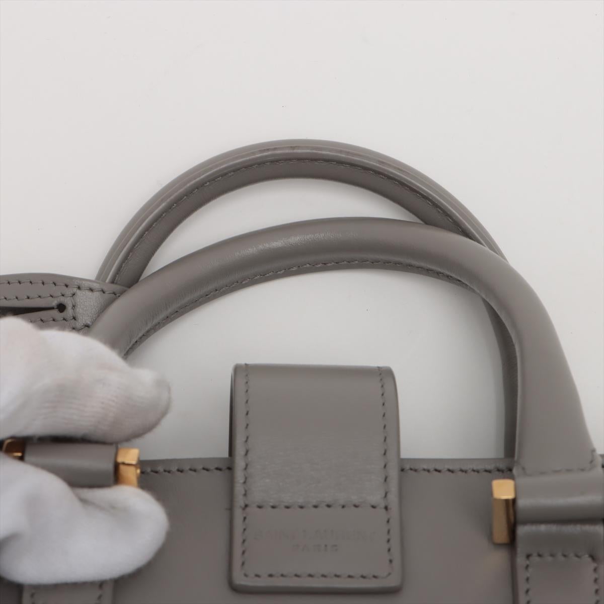 Saint Laurent Paris Navy Cabas Leather Two - Way Handbag Grey For Sale 3