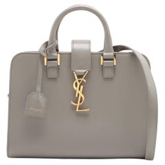 Saint Laurent Paris Navy Cabas Leather Two - Way Handbag Grey
