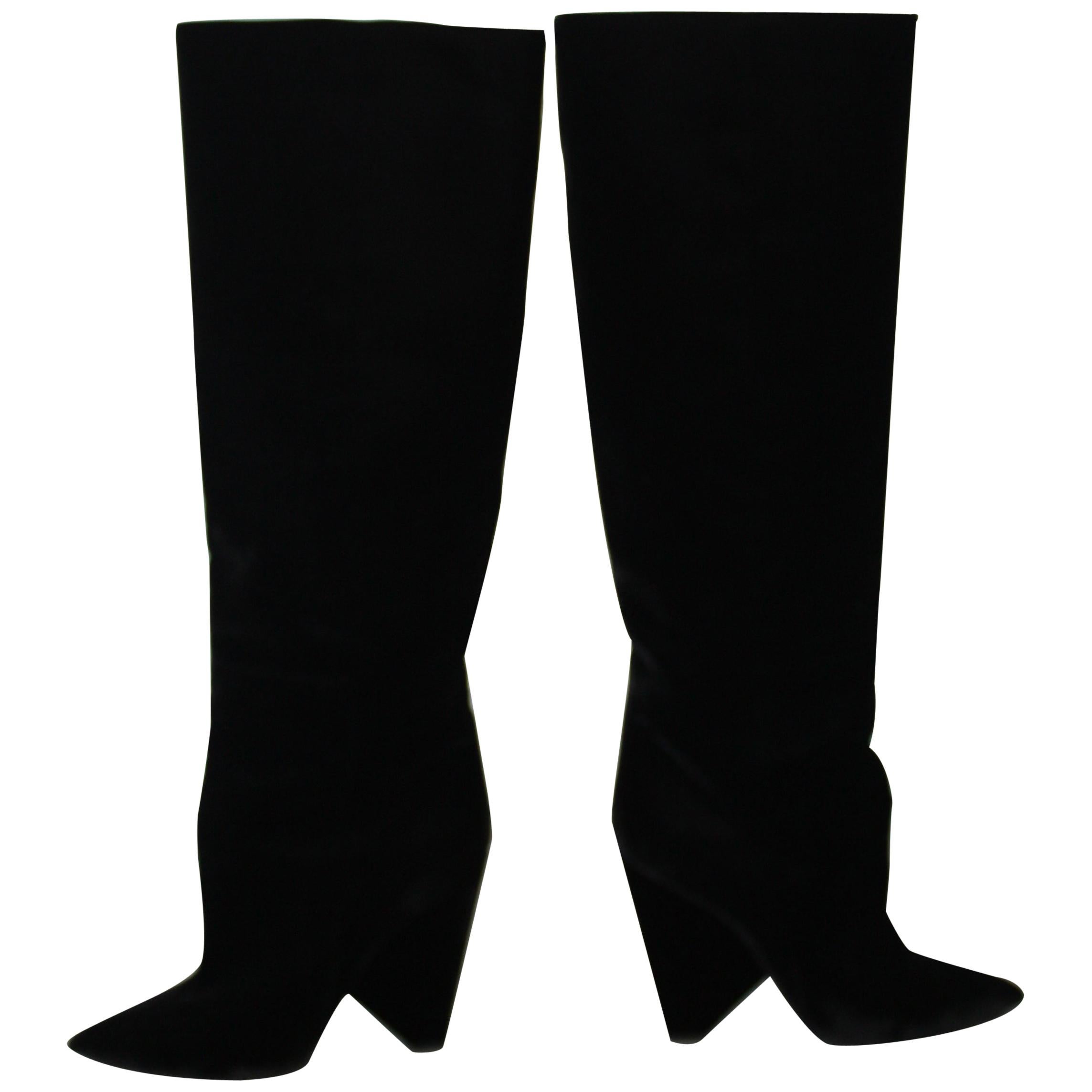 Saint Laurent Paris Niki Black Velvet Boots size 39