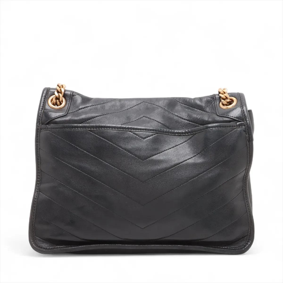 Nero Saint Laurent Paris Niki Borsa a tracolla con catena in pelle nera