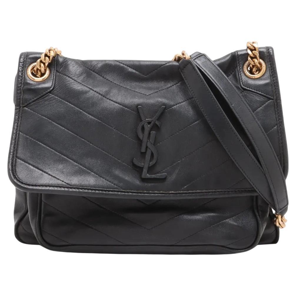 Saint Laurent Paris Niki Borsa a tracolla con catena in pelle nera