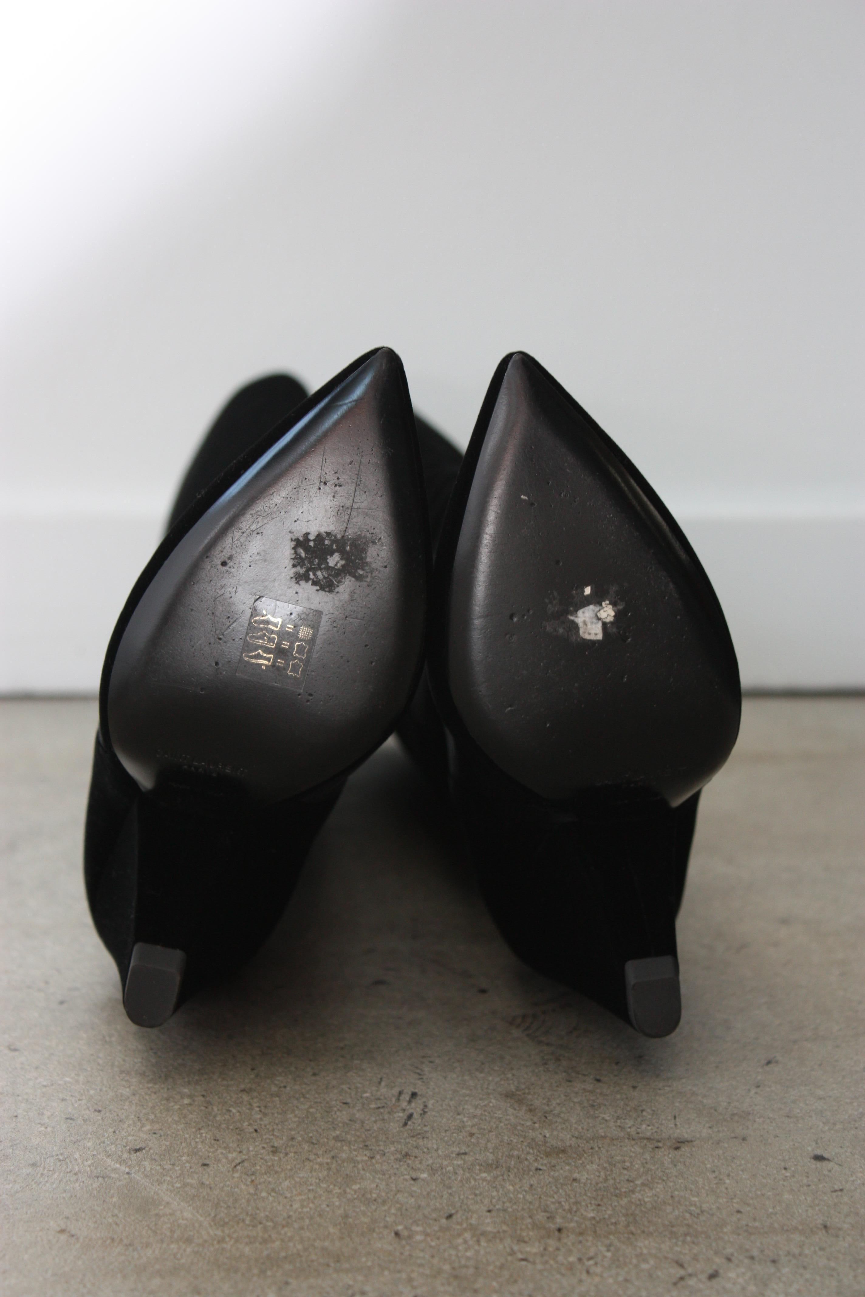 Saint Laurent Paris Niki Black Velvet Boots size 39 In Excellent Condition In Thousand Oaks, CA