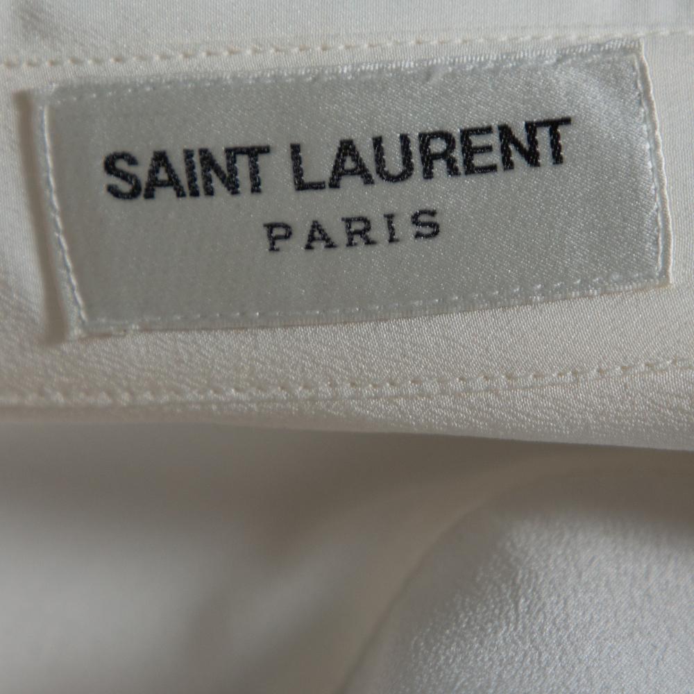 Women's Saint Laurent Paris Off White Silk Button Front Shirt S