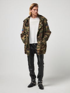 Saint Laurent Paris  Oversized Camo Patched Printed Gabardine  Cotton Parka