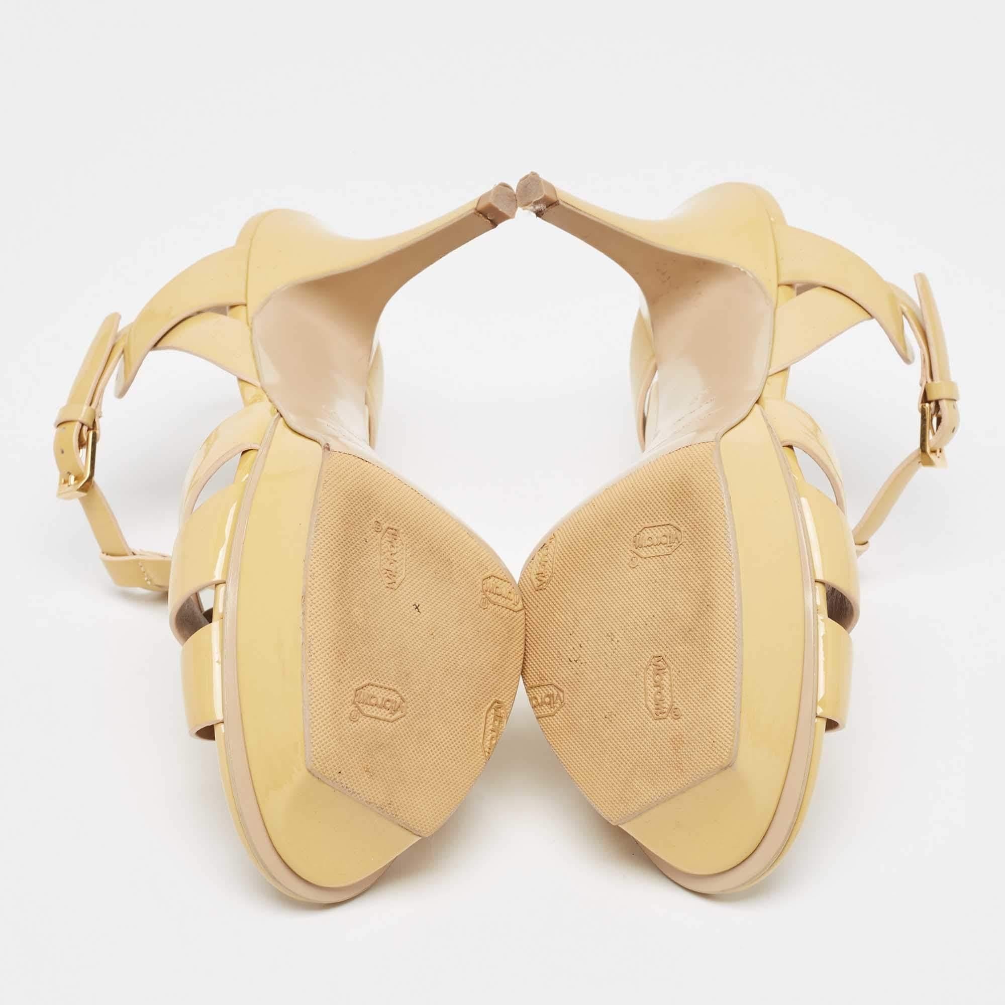 Saint Laurent Paris Sandales Tribute Platform à lanières de chevilles en cuir verni Taille 39 1