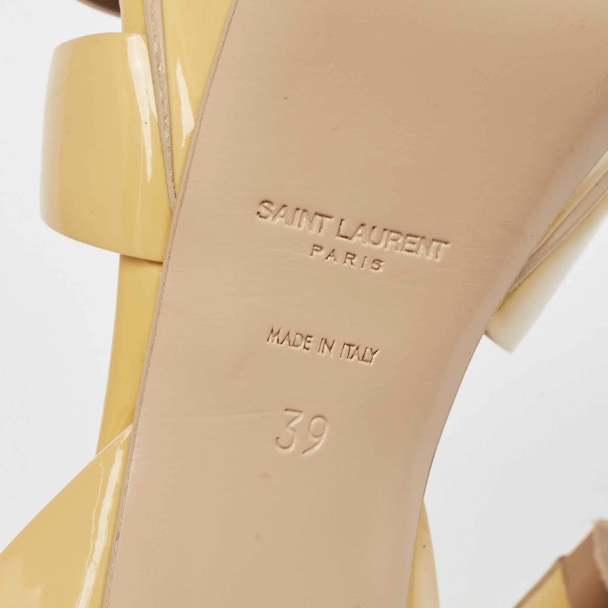 Saint Laurent Paris Sandales Tribute Platform à lanières de chevilles en cuir verni Taille 39 2