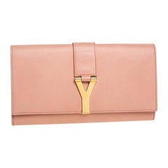 Saint Laurent Paris Peach Leather Y-Ligne Clutch