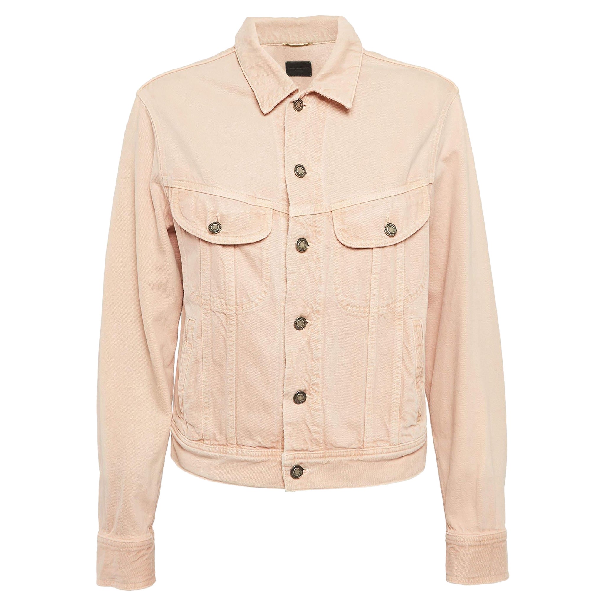Saint Laurent Paris Pink Denim Button Front Jacket XS