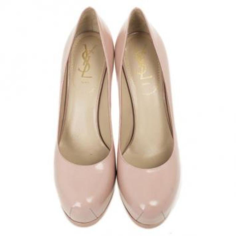 Beige Saint Laurent Paris - Escarpins à plateforme en cuir rose Tribtoo - Taille 38 en vente