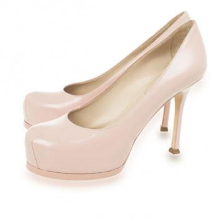 Saint Laurent Paris - Escarpins à plateforme en cuir rose Tribtoo - Taille 38 Excellent état - En vente à Dubai, Al Qouz 2