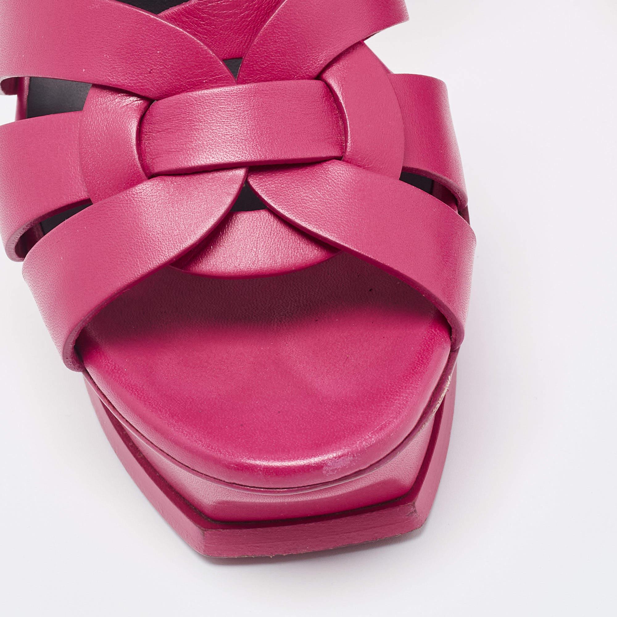 Saint Laurent Paris Pink Leather Tribute Sandals Size 40 1