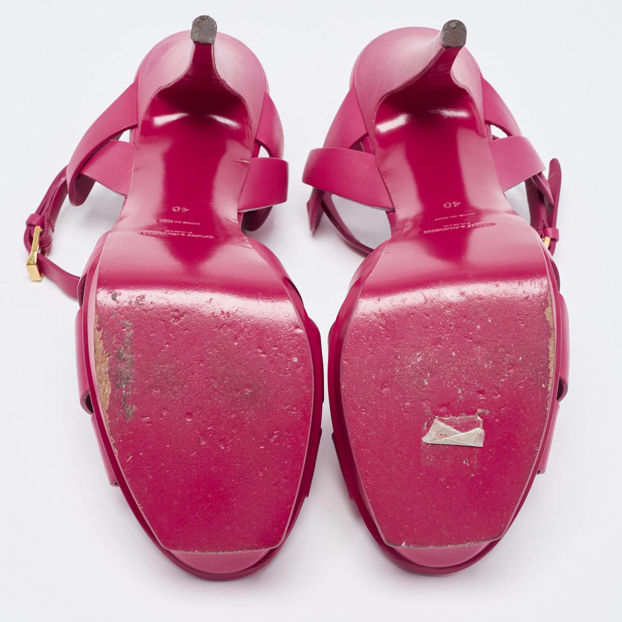 Saint Laurent Paris Pink Leather Tribute Sandals Size 40 2