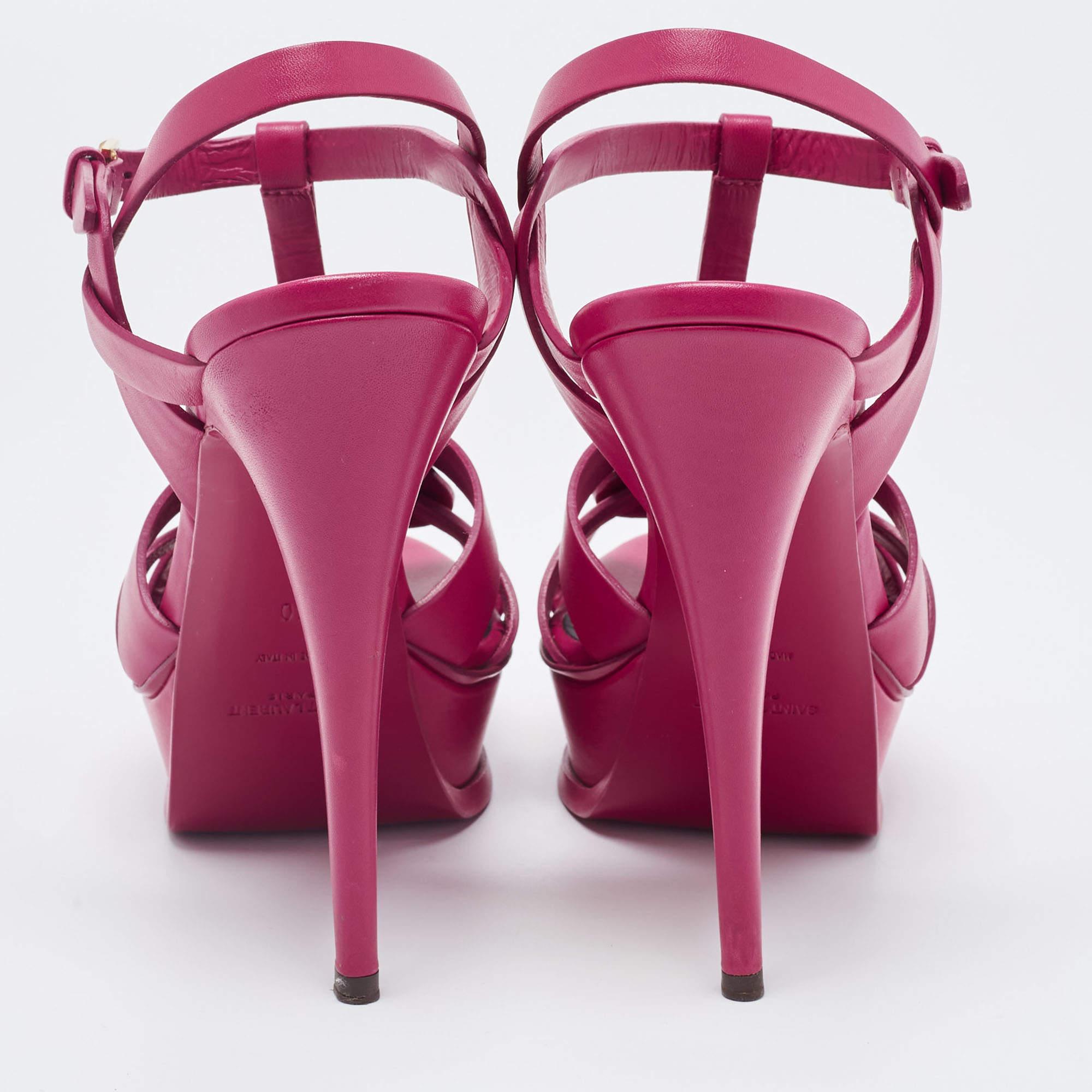 Saint Laurent Paris Pink Leather Tribute Sandals Size 40 3