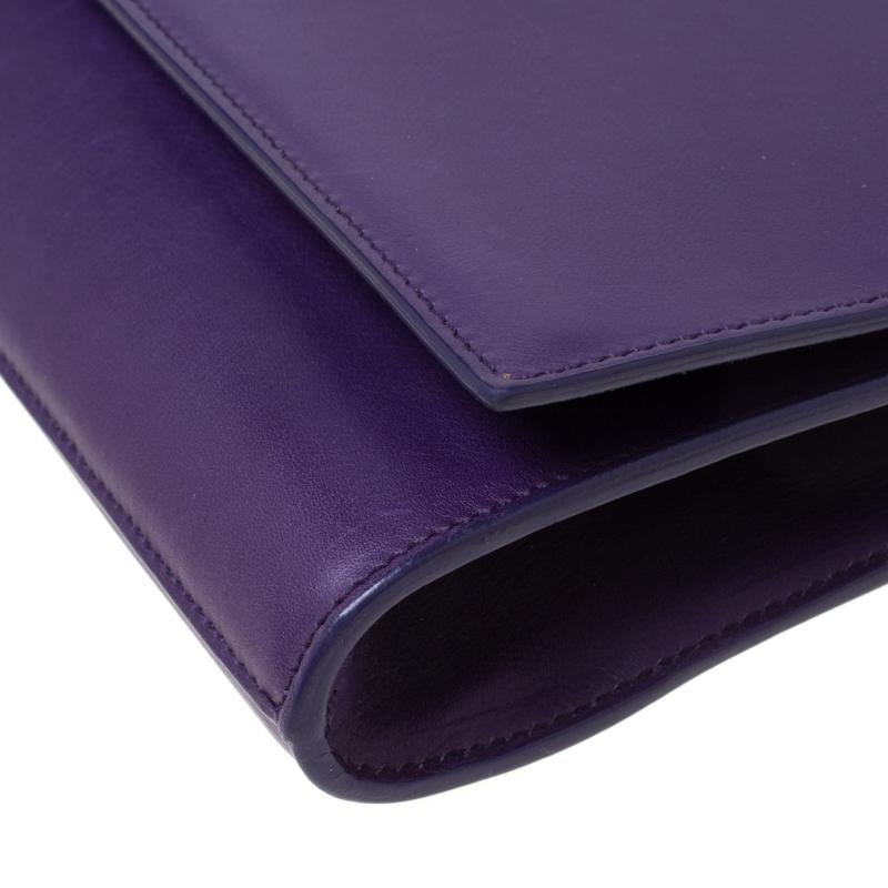 Saint Laurent Paris Purple Leather Large Chyc Clutch 6
