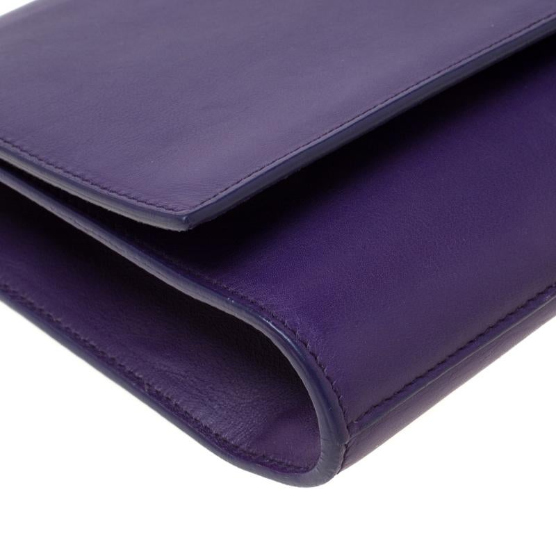 Saint Laurent Paris Purple Leather Large Chyc Clutch 7