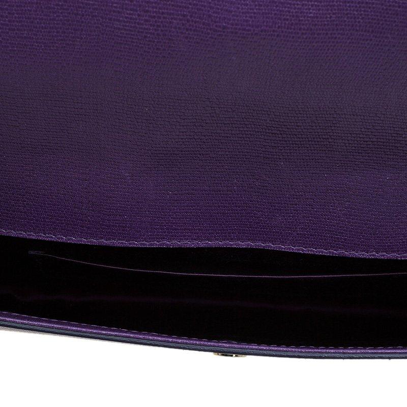 Saint Laurent Paris Purple Leather Large Chyc Clutch 1