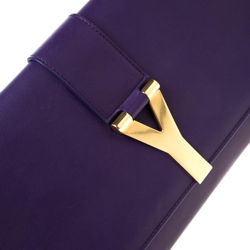 Saint Laurent Paris Purple Leather Large Chyc Clutch 1