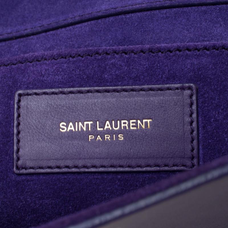 Saint Laurent Paris Purple Leather Large Chyc Clutch 3